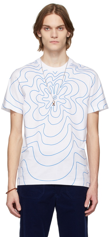 Photo: Marni White & Blue Floral Logo T-Shirt