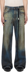 Ann Demeulemeester Blue Dirtied Bootcut Jeans