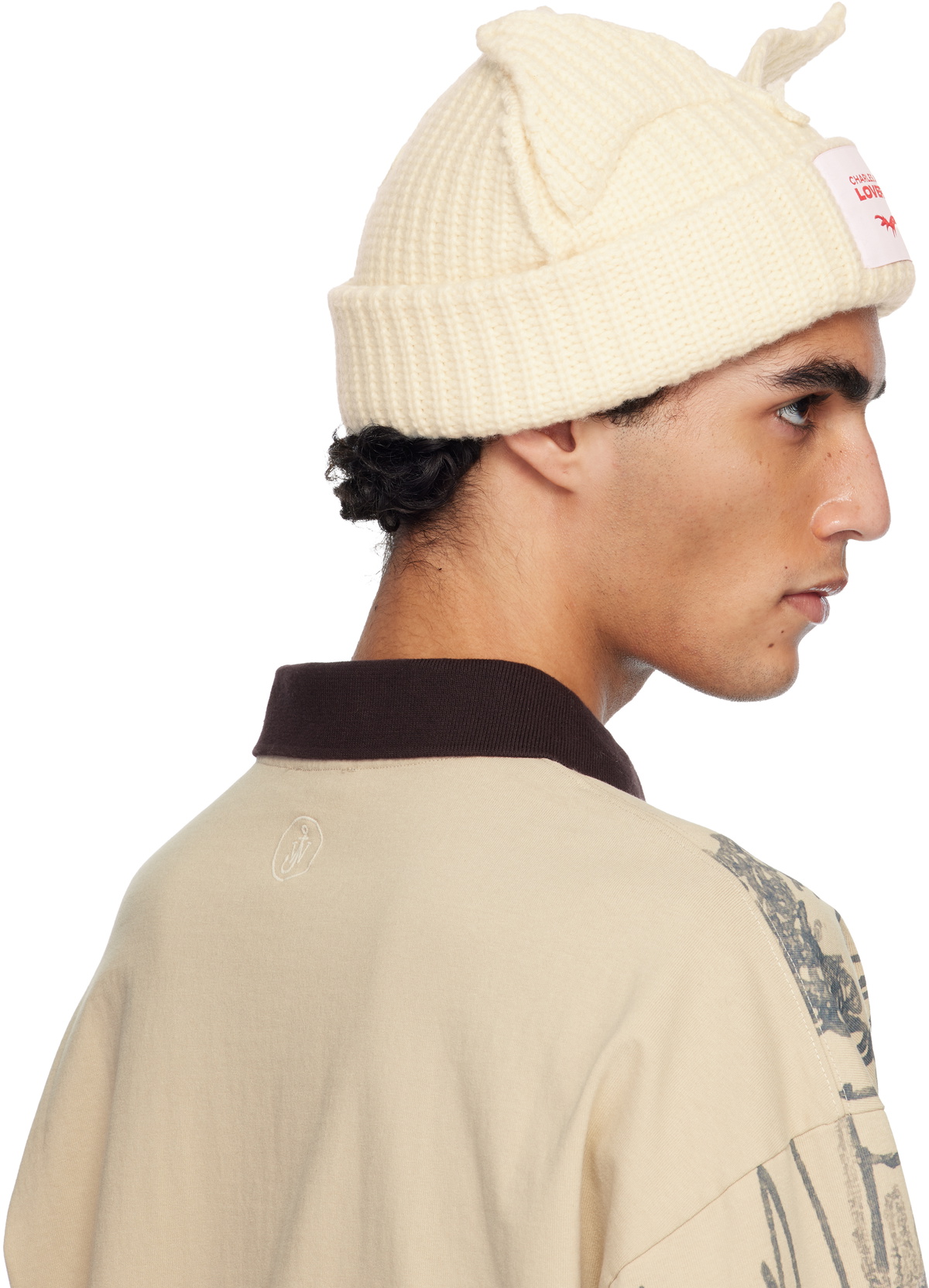 Charles Jeffrey LOVERBOY Off-White Chunky Ears Beanie Charles