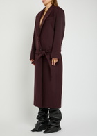 The Attico Belted Wool-blend Coat Burgundy