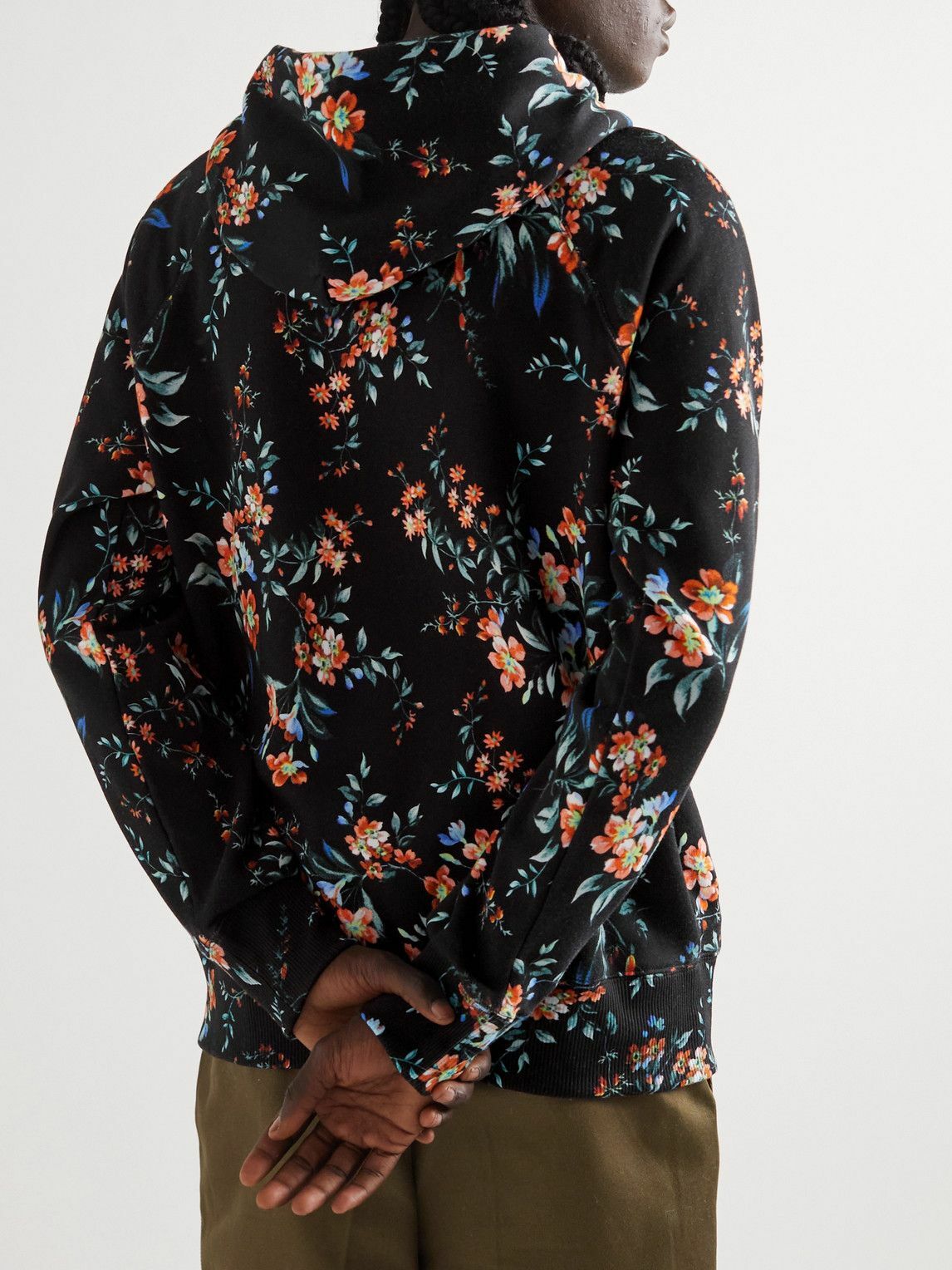 Black floral hoodie discount mens