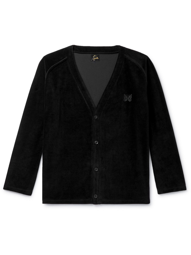 Photo: Needles - Logo-Embroidered Cotton-Blend Velour Cardigan - Black