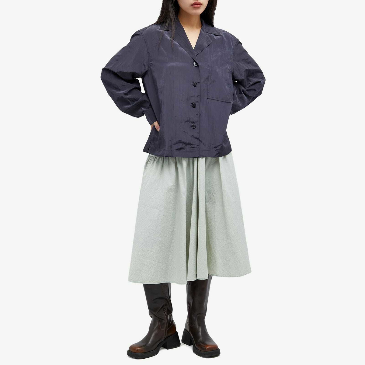 Low Classic Women's Crinkle 2-Way Shirt in Navy