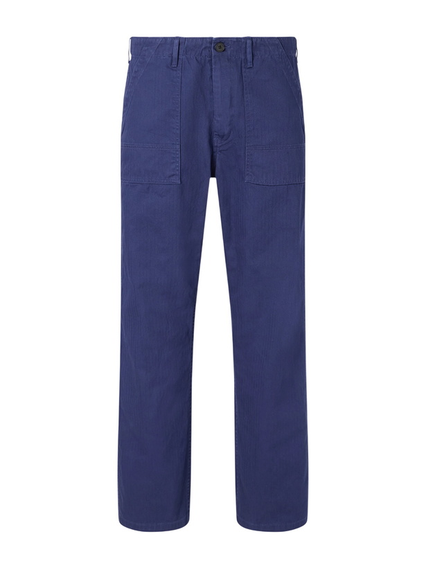Photo: Nudie Jeans - Tuff Tony Straight-Leg Herringbone Cotton Trousers - Blue