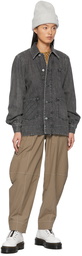 GANNI Grey Quilt Denim Jacket