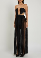 Nensi Dojaka Corset-style Strapless Mesh Gown Black