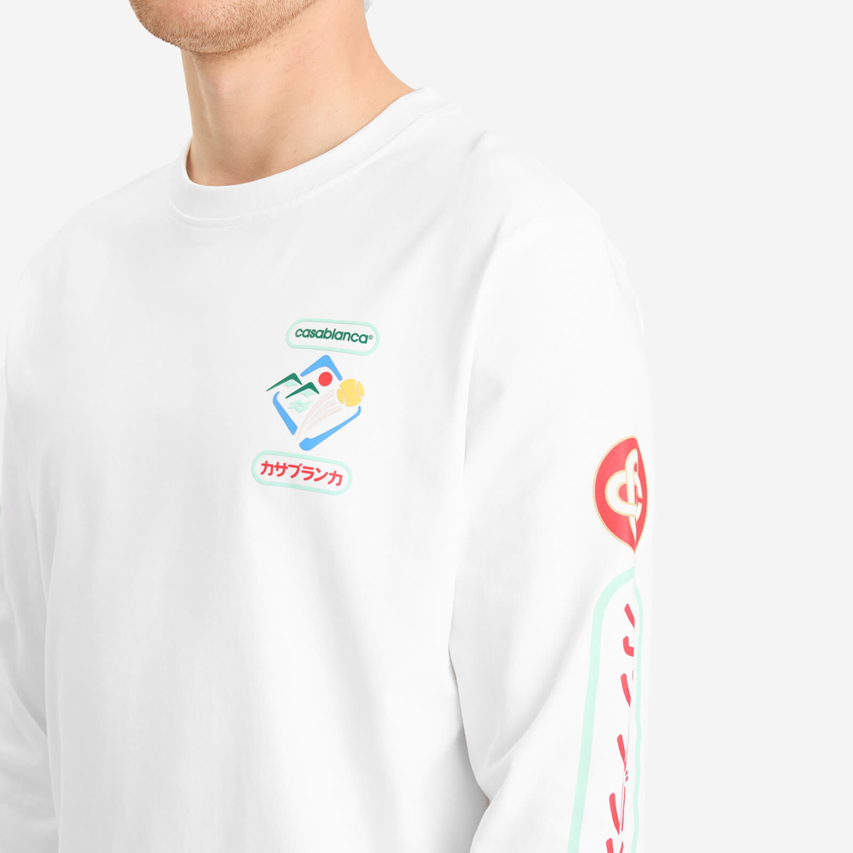 【関税込み】Casablanca ホワイト Fuji Dream 長袖Tシャツ Casablanca Men's Fuji Dream Screen Printed Long Sleeve T