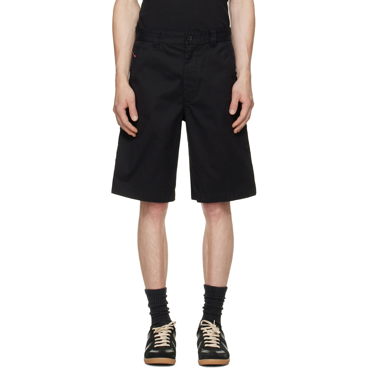Diesel Black Cotton Stonewash Treatment Shorts
