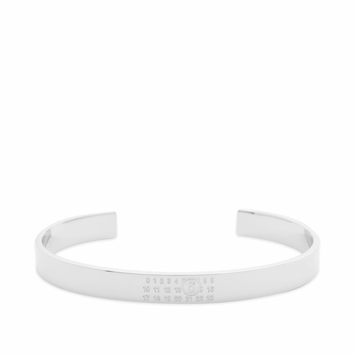 Photo: MM6 Maison Margiela Men's Number Logo Cuff in Polished Silver