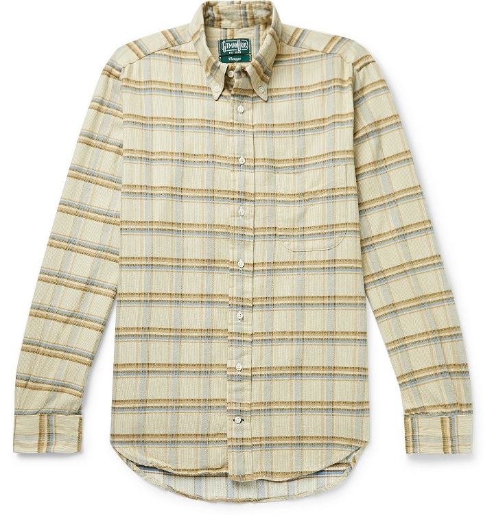 Photo: Gitman Vintage - Slim-Fit Button-Down Collar Checked Cotton-Corduroy Shirt - Neutrals