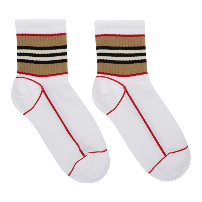 Photo: Burberry White Icon Stripe Sport Socks