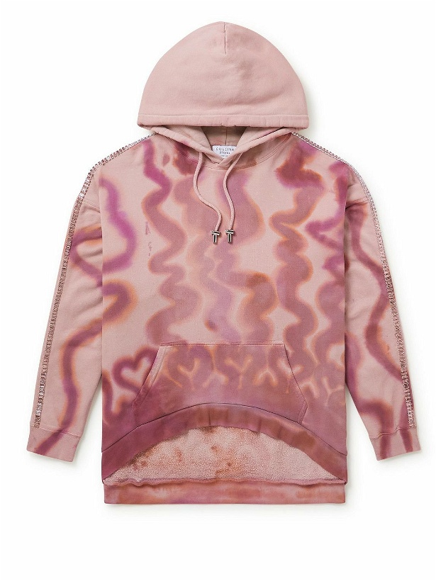 Photo: Collina Strada - Crystal-Embellished Tie-Dyed Cotton-Jersey Hoodie - Pink