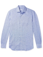 BOGLIOLI - Puppytooth Linen Shirt - Blue