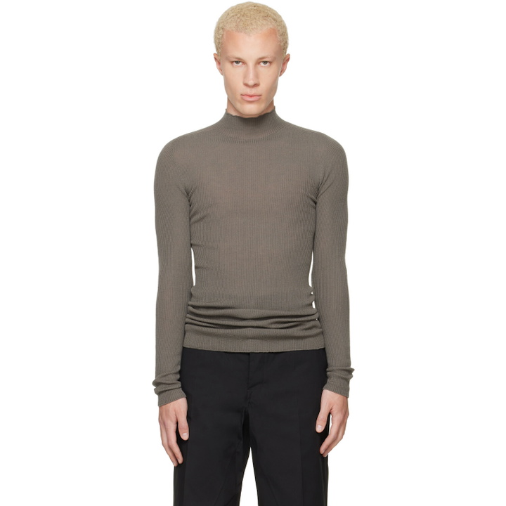 Photo: Rick Owens Gray Tower Ribbed Lupetto Sweater