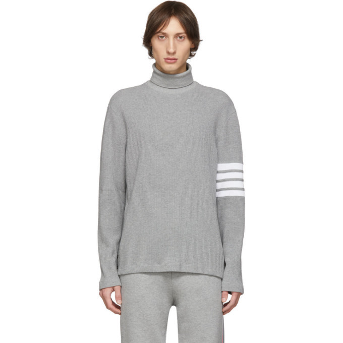 Photo: Thom Browne Grey 4-Bar Turtleneck