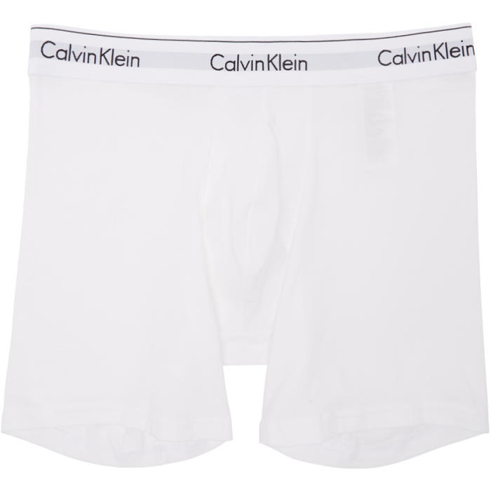 Photo: Calvin Klein Underwear Two-Pack White Logo Long Boxer Briefs 