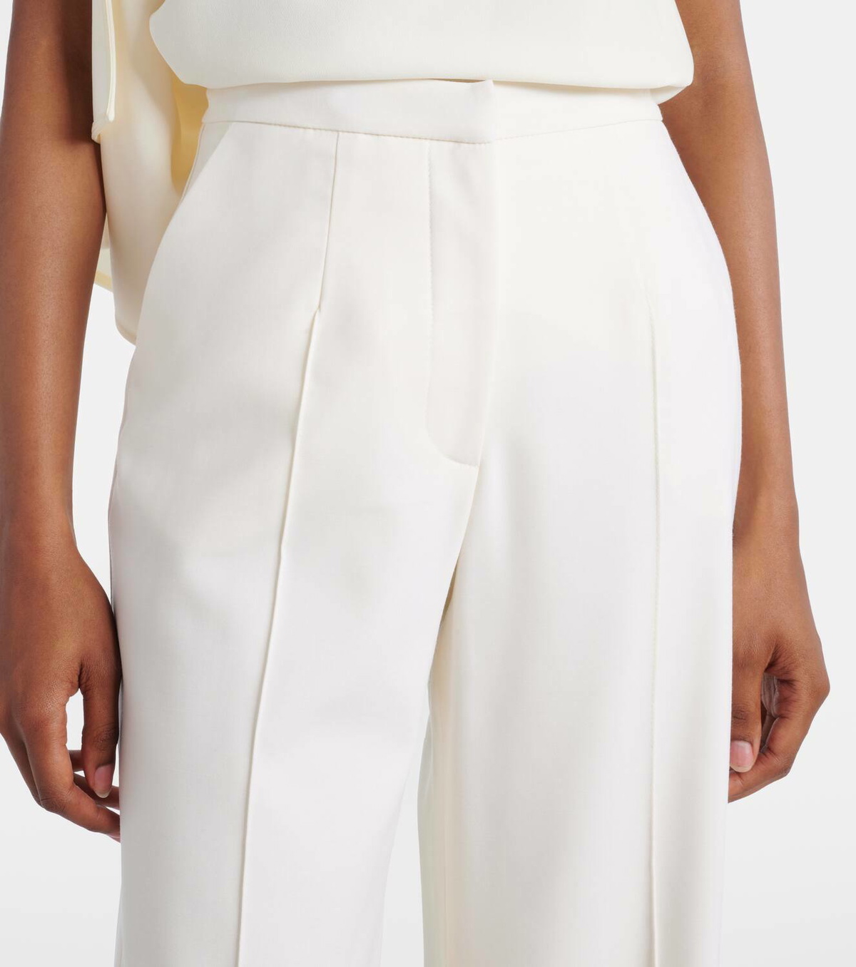 Costarellos Pleated wool-blend wide-leg pants