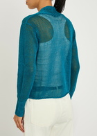 Eileen Fisher Linen-blend Cardigan Teal