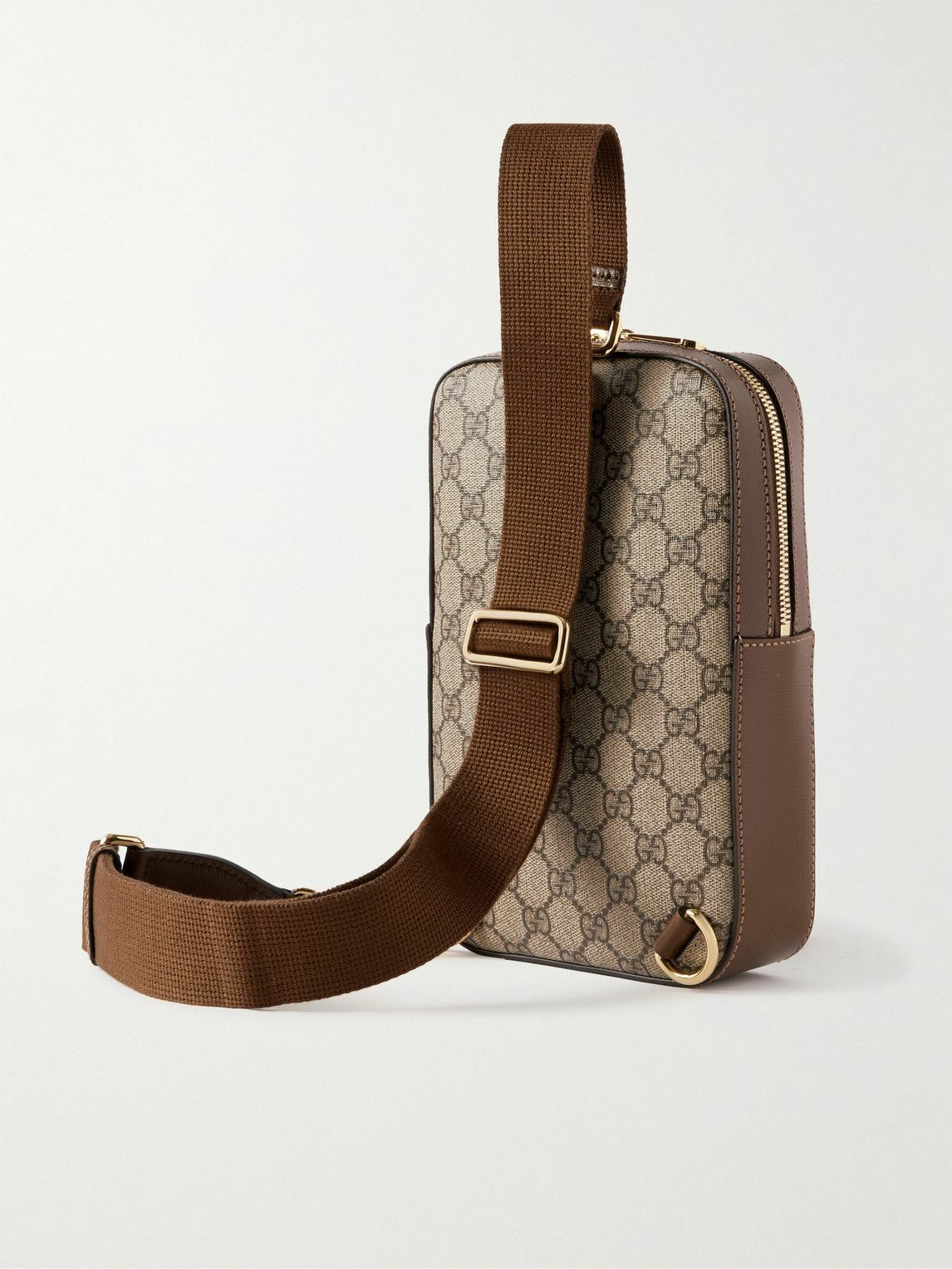 GUCCI LeatherTrimmed Monogrammed CoatedCanvas Messenger Bag Gucci