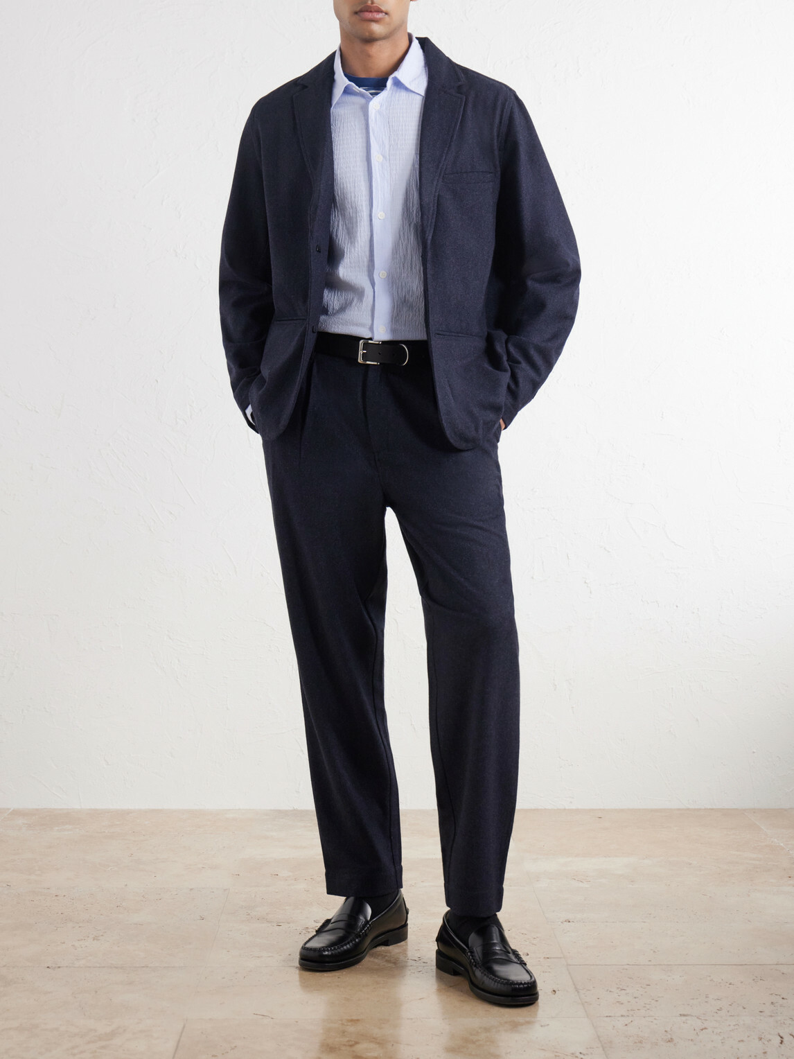 Folk - Assembly Straight-Leg Mélange Wool-Blend Suit Trousers - Blue