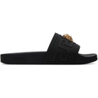 Versace Black 'La Medusa' Rubber Slides
