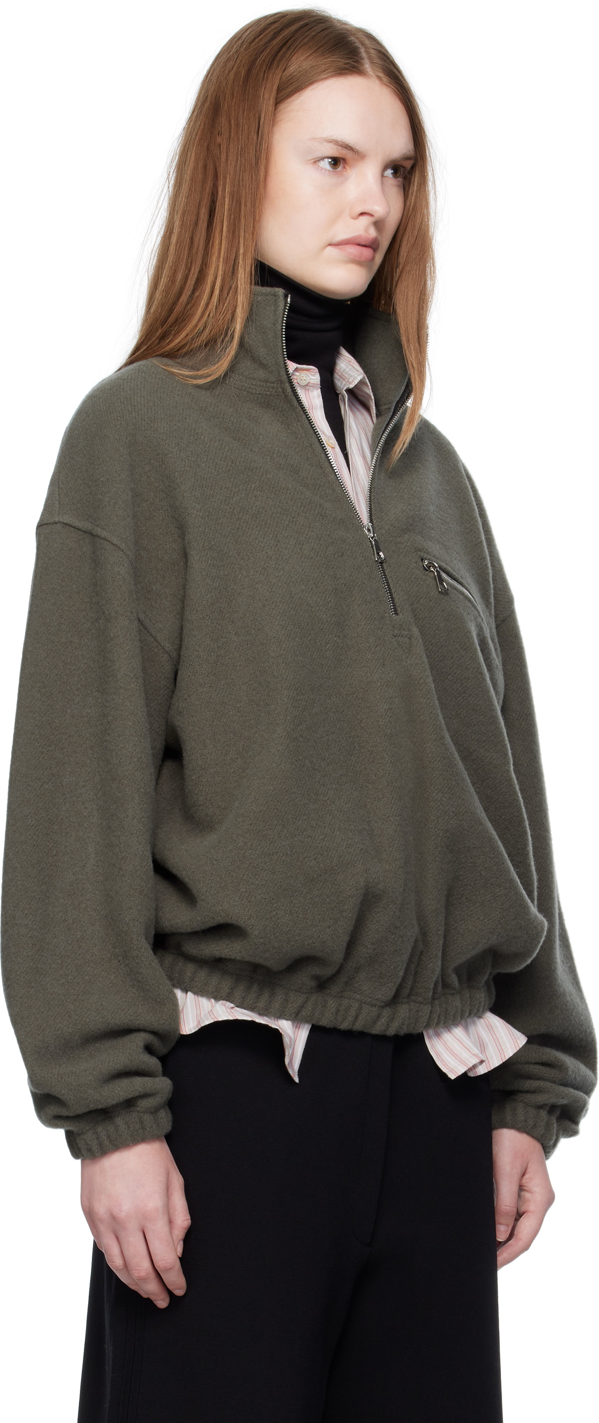 Rier Green Fleece Sweater