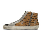Golden Goose Brown and Black Pony All-Over Slide Sneakers