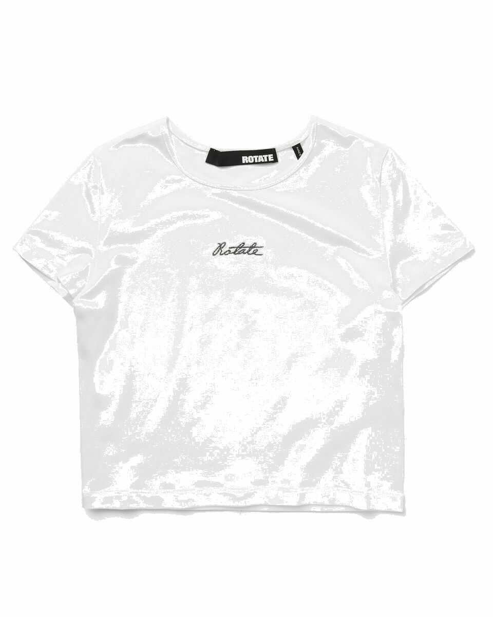 Photo: Rotate Birger Christensen Logo Cropped T Shirt White - Womens - Shortsleeves