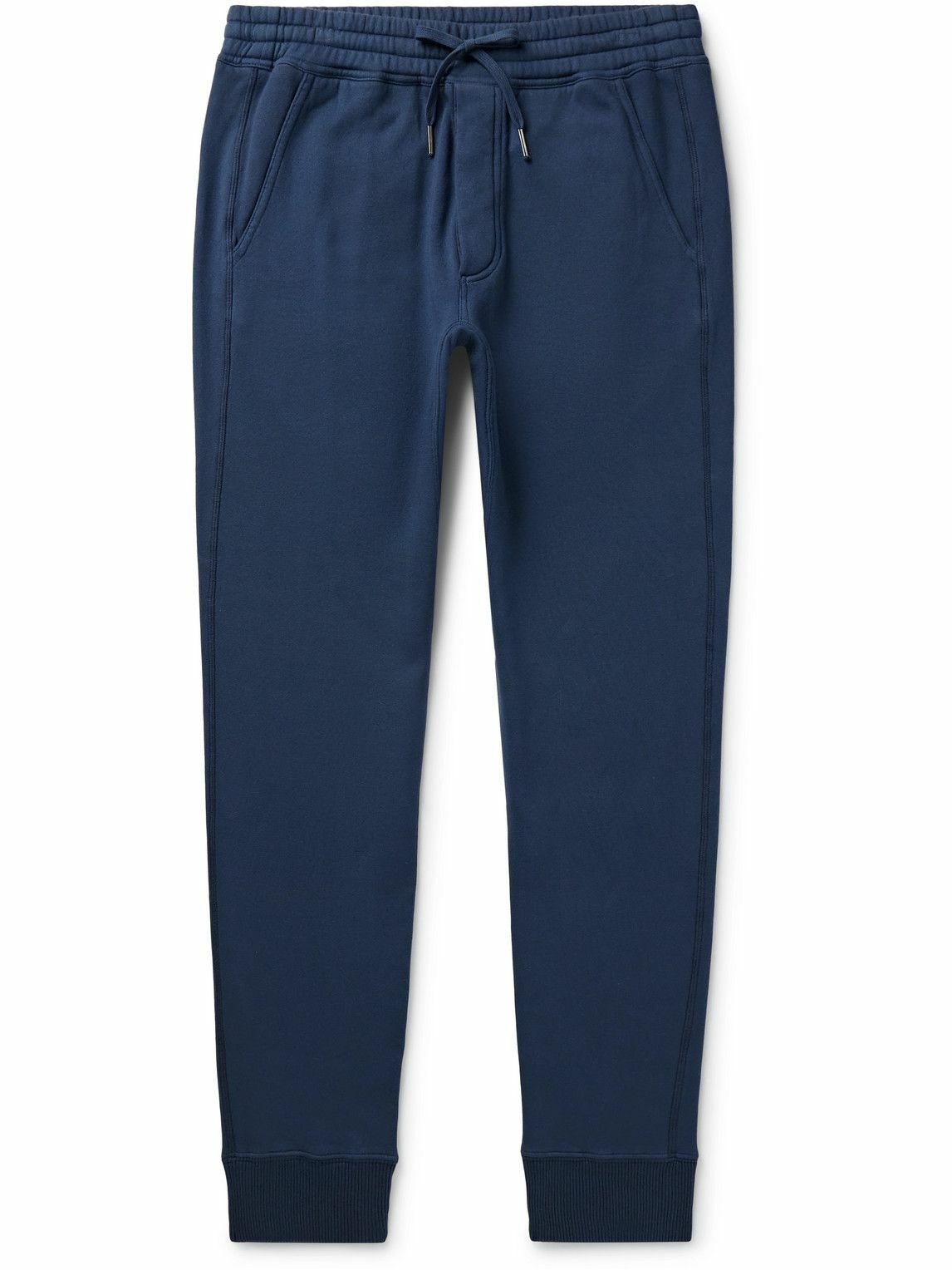 Photo: TOM FORD - Tapered Garment-Dyed Cotton-Jersey Sweatpants - Blue