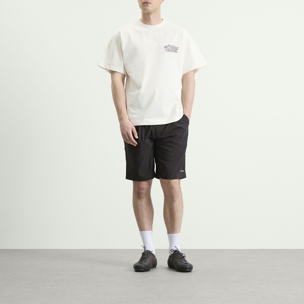NANGA Men's Eco Hybrid Line Drawing T-Shirt in White