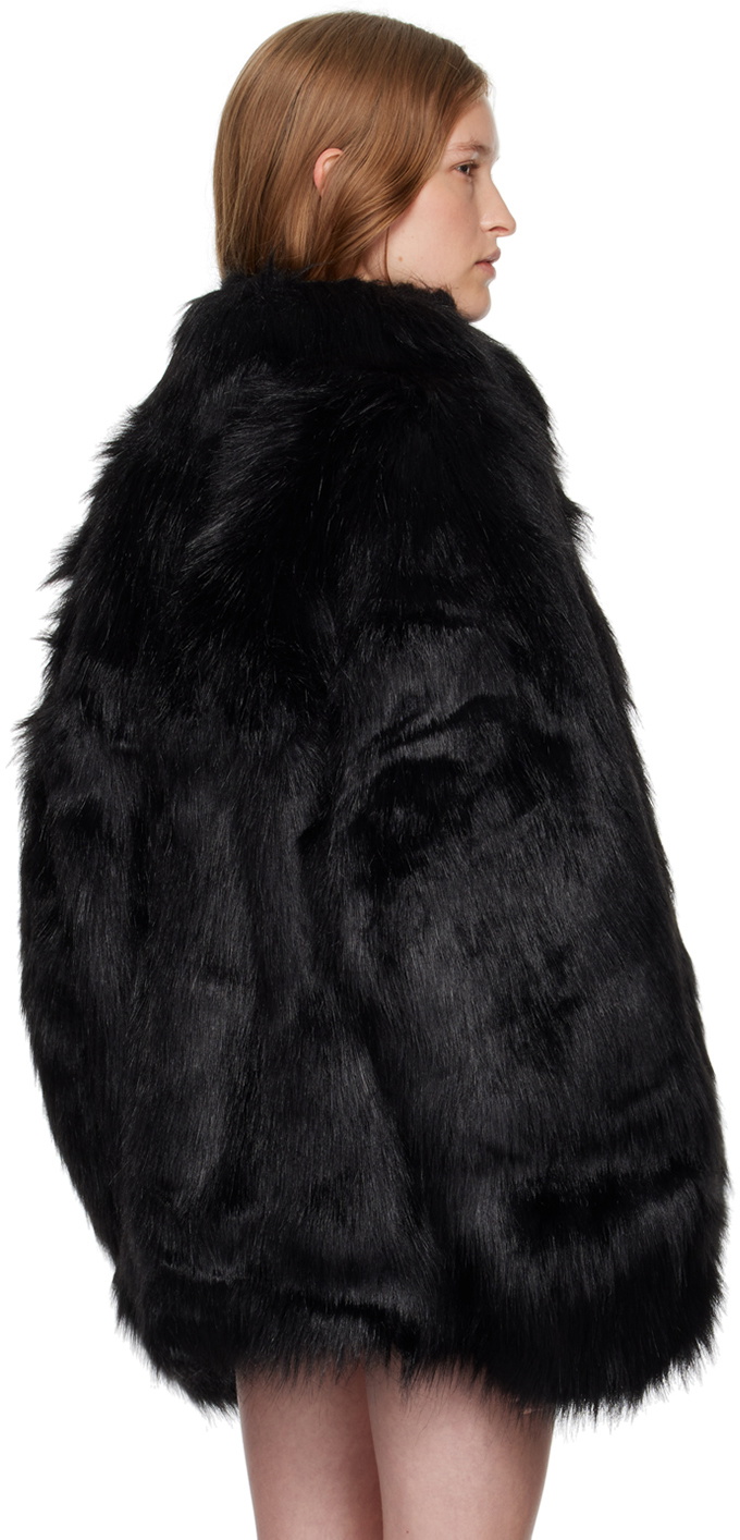 MISBHV Black Funnel Neck Faux-Fur Jacket