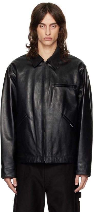 Photo: Junya Watanabe Black Carhartt Work In Progress Edition Leather Jacket