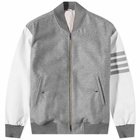 Thom Browne Men's Melton & Leather Varsity Jacket in Medium Grey