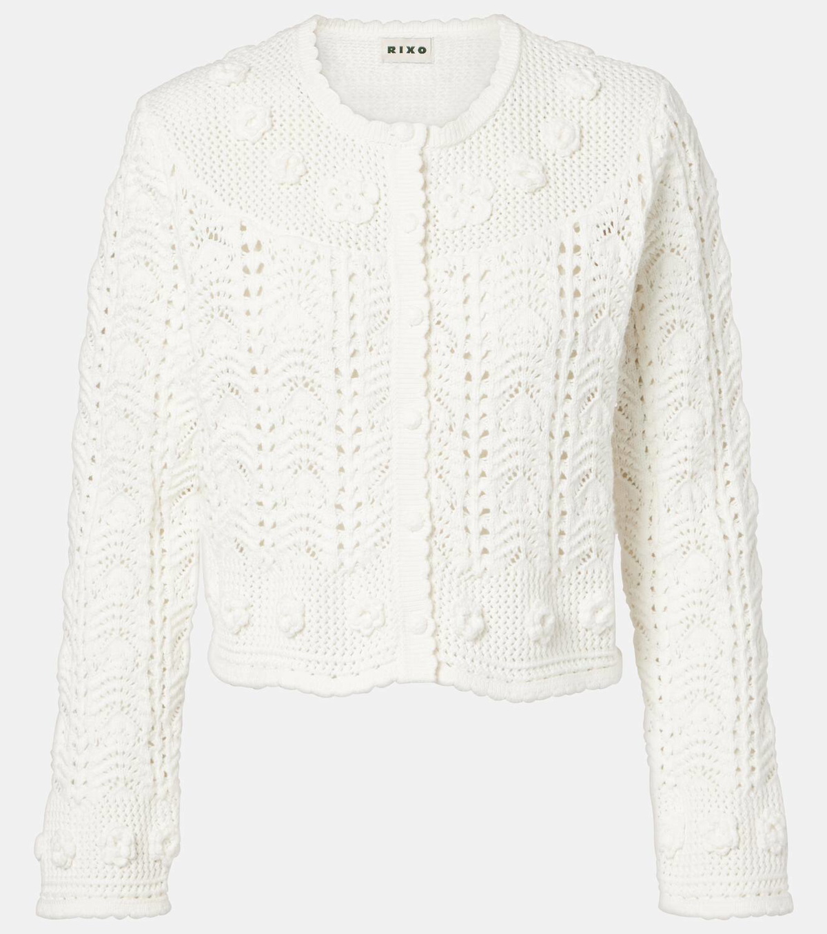 Rixo Kyra open-knit cotton cardigan