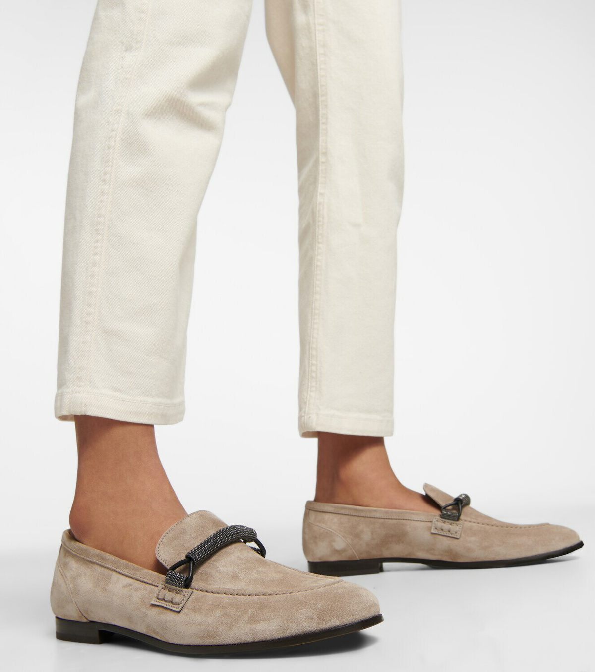 Brunello Cucinelli - Embellished suede loafers Brunello