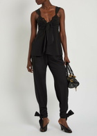 Chloe Lace-trim Silk-georgette top Black