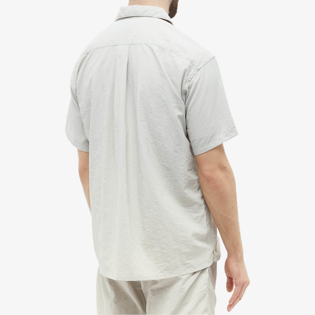 Nanga Men's Nylon Tusser Open Collar Shirt in Ivory Nanga