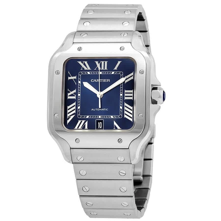 Photo: Cartier Santos De Cartier Large Model Blue Dial Mens Watch WSSA0030