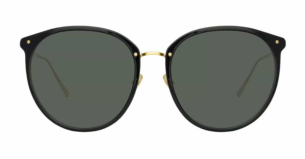 Linda Farrow Kings - Black / Yellow Gold Sunglasses