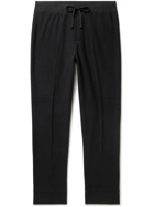 James Perse - Thermal Tapered Waffle-Knit Brushed Cotton and Cashmere-Blend Sweatpants - Black