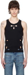 Coperni Black Petal Embroidered Tank Top