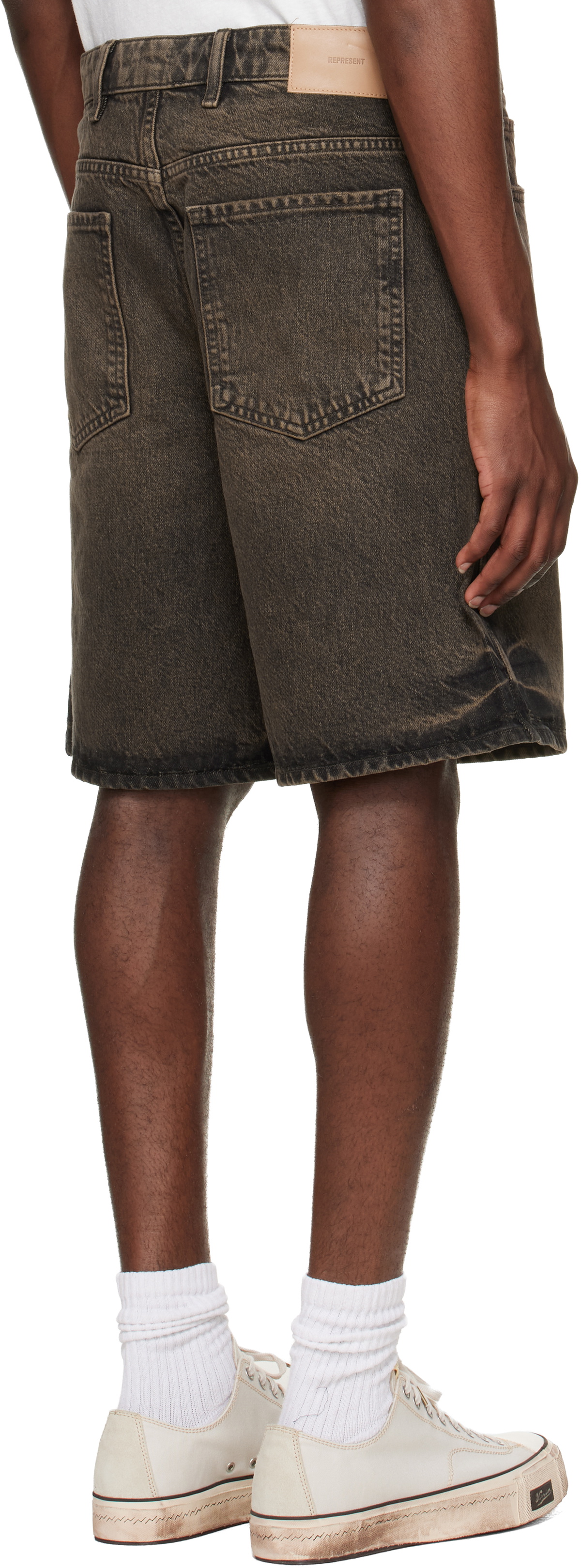 Represent Brown Overdyed Denim Shorts