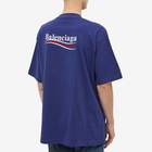 Balenciaga Men's Oversized Political Campaign Logo T-Shirt in Pacific Blue/White