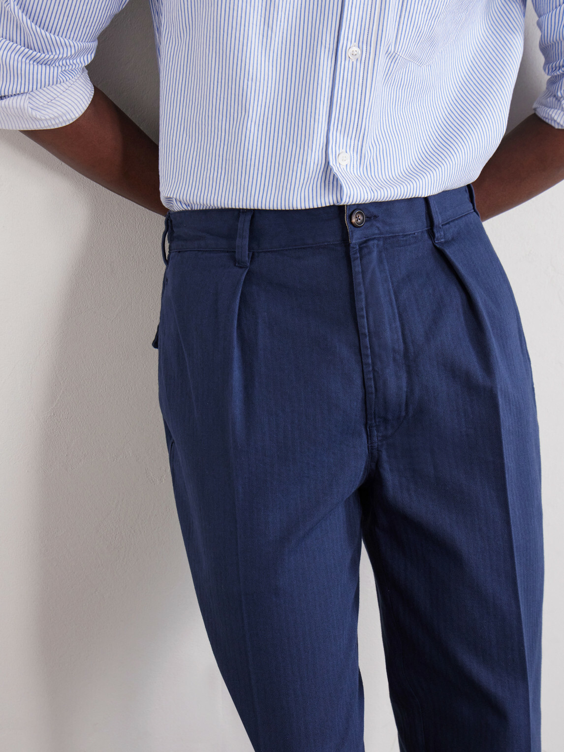 Drake's - Games Straight-Leg Herringbone Cotton Suit Trousers - Blue