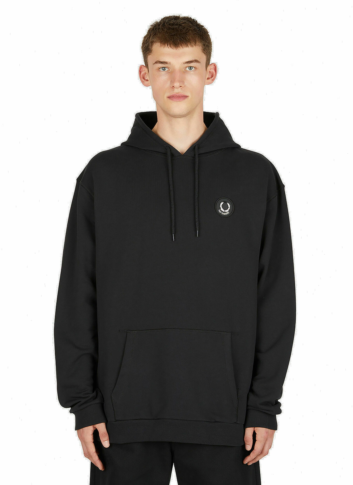 Patched Hooded Sweatshirt in Black Raf Simons