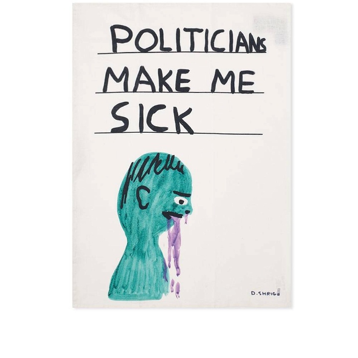 Photo: David Shrigley Politicians Make Me Sick Tea Towel