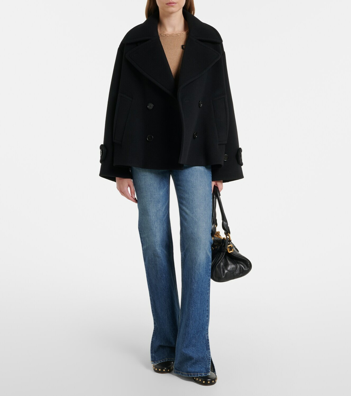 Chloé Double-breasted wool-blend peacoat