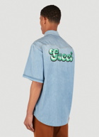 Gucci - Logo Patch Denim Shirt in Blue