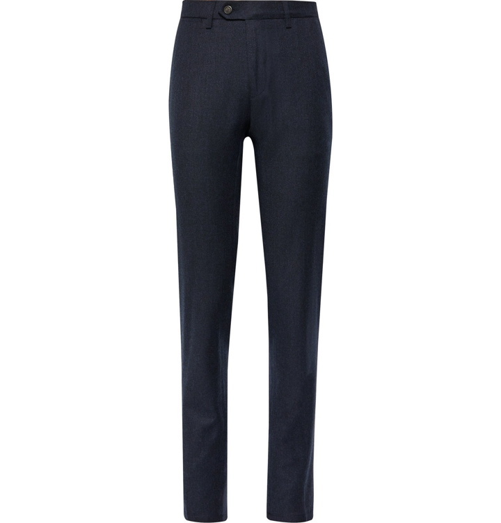 Photo: Canali - Navy Travel Easy Care Virgin Wool Trousers - Blue
