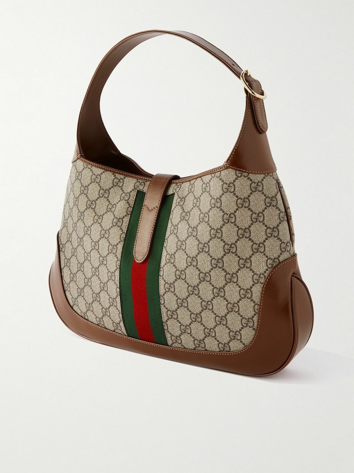 GUCCI Jackie 1961 small webbing-trimmed coated-canvas and leather shoulder  bag